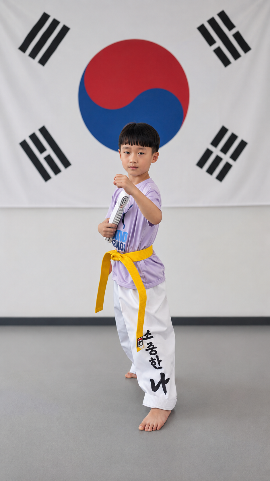 태극기와 함께한 어린이 수련생